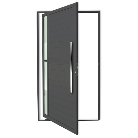 Porta Pivotante Alumínio Lambril Visione c/Puxador D.Cinza 100 Brimak