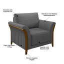 Ver imagem 5 de Kit Sofá Living 3 Lugares e Poltrona 102cm Pés Madeira Roya M22 Linho Cinza Escuro - Mpozenato
