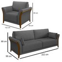 Ver imagem 4 de Kit Sofá Living 3 Lugares e Poltrona 102cm Pés Madeira Roya M22 Linho Cinza Escuro - Mpozenato