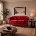 Ver imagem 1 de Namoradeira Chesterfield Duque 2 Lugares em Veludo Vermelho