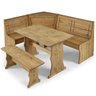 Conjunto de Bancos com Mesa em Madeira Marrom Antique - 6