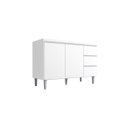 Ver imagem 1 de Balcão Gabinete para Pia Branco Andreia sem Tampo 120cm 2 Portas 3 Gavetas - Ajl Móveis Balcão Gabin