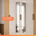 Ver imagem 7 de Guarda Roupas Casal Frisado com Espelho 6 Portas 2 Gavetas Freijó/Off White Valença Moval
