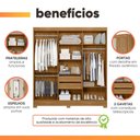 Ver imagem 5 de Guarda Roupas Casal Frisado com Espelho 6 Portas 2 Gavetas Freijó/Off White Valença Moval