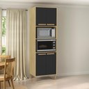 Ver imagem 2 de Armario Cozinha Paneleiro Munique com 4 Portas Wood Madeirado/preto Fosco