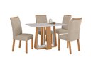 Ver imagem 1 de Conjunto Sala de Jantar Mesa Sintonia 120 Tampo Vidro Off White com 4 Cadeiras Rayla - Lopas Amendoa