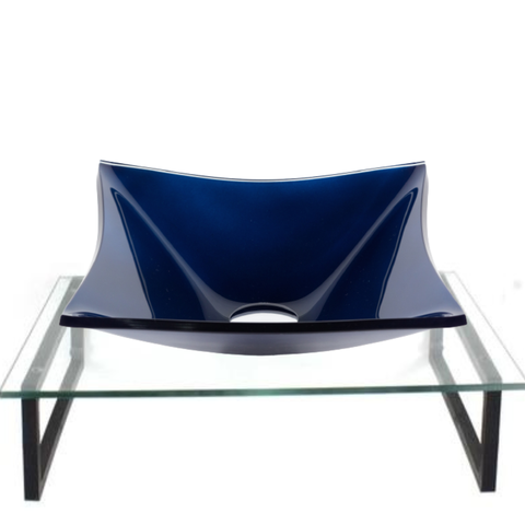 Kit Cuba de Vidro + Tampo + Suporte - Gabinete P/ Banheiros:azul Marine