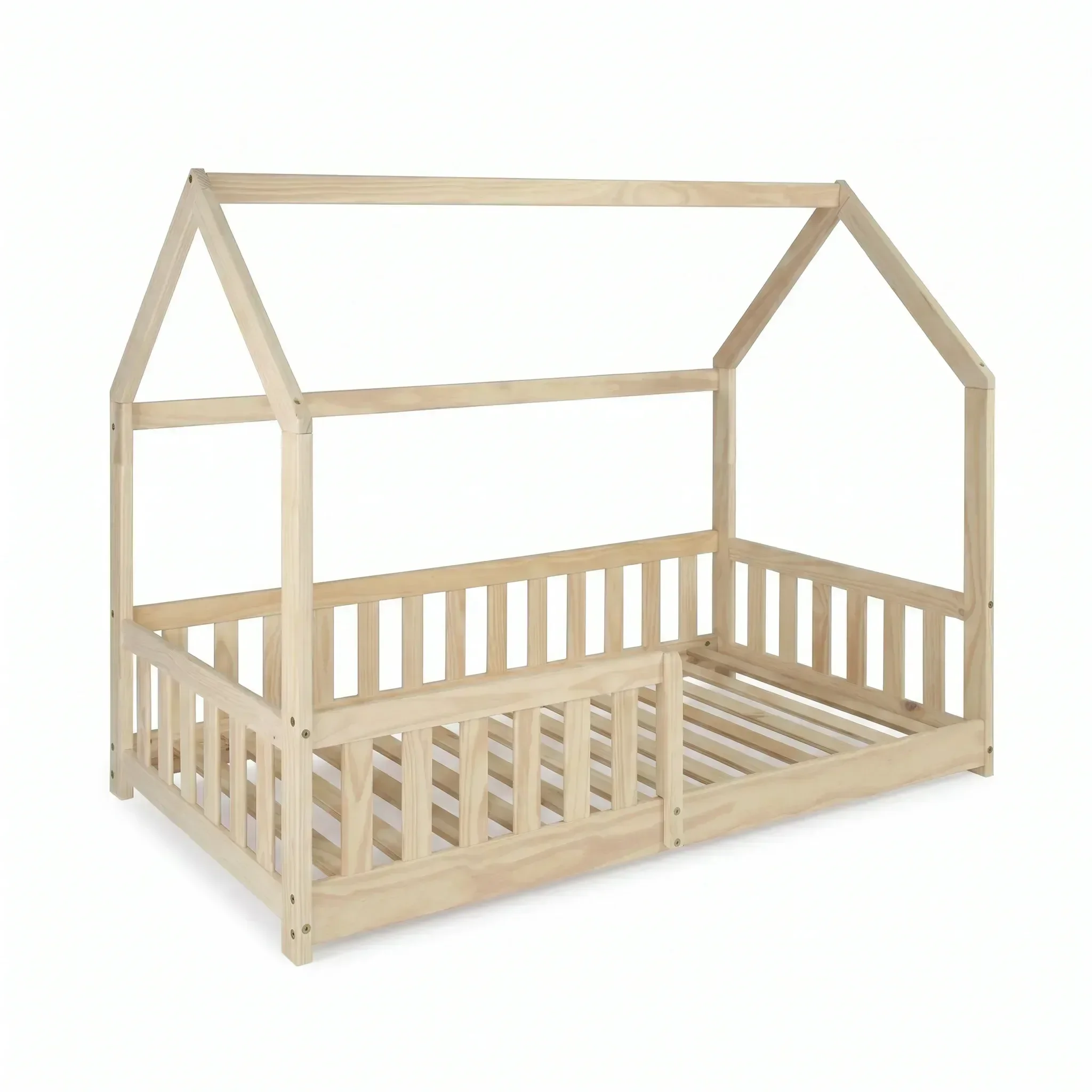 Ver imagem 7 de Cama Infantil Montessoriana de Madeira Maciça com Grade e Casinha Elmer Natural Bege/Marrom