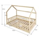 Ver imagem 3 de Cama Infantil Montessoriana de Madeira Maciça com Grade e Casinha Elmer Natural Bege/Marrom
