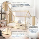 Ver imagem 4 de Cama Infantil Montessoriana de Madeira Maciça com Grade e Casinha Elmer Natural Bege/Marrom