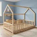 Ver imagem 5 de Cama Infantil Montessoriana de Madeira Maciça com Grade e Casinha Elmer Natural Bege/Marrom