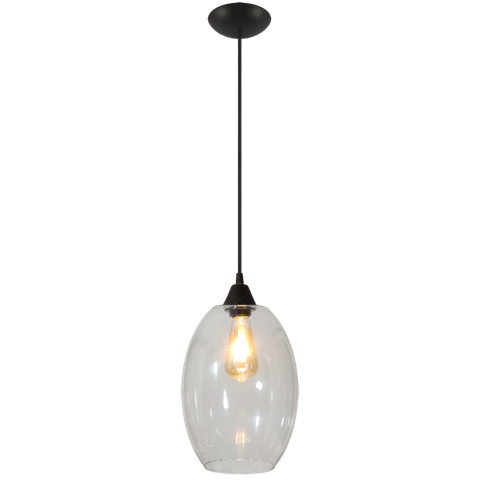 Pendente Moderno Barril Extra Grande Multi Ambientes:preto/preto C/transparente/110/220