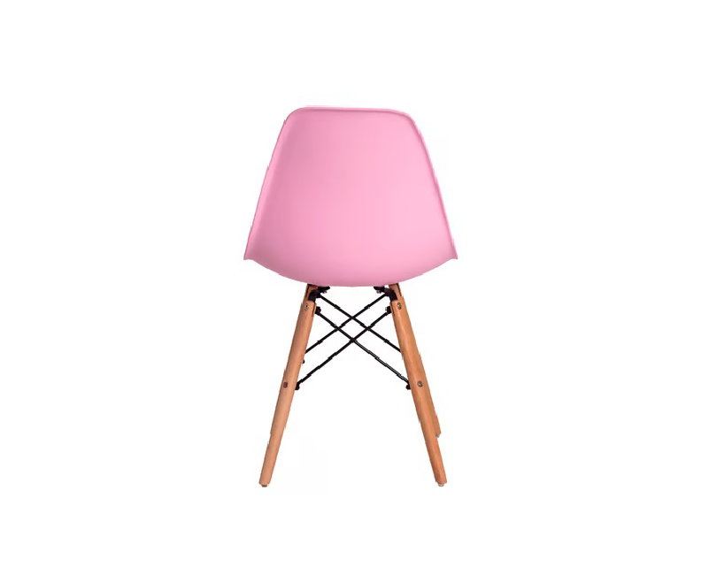 Cadeira Charles Eames Eiffel Cor Rosa Base Madeira Sala Cozinha Jantar - 4