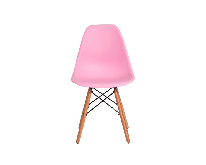 Cadeira Charles Eames Eiffel Cor Rosa Base Madeira Sala Cozinha Jantar - 3