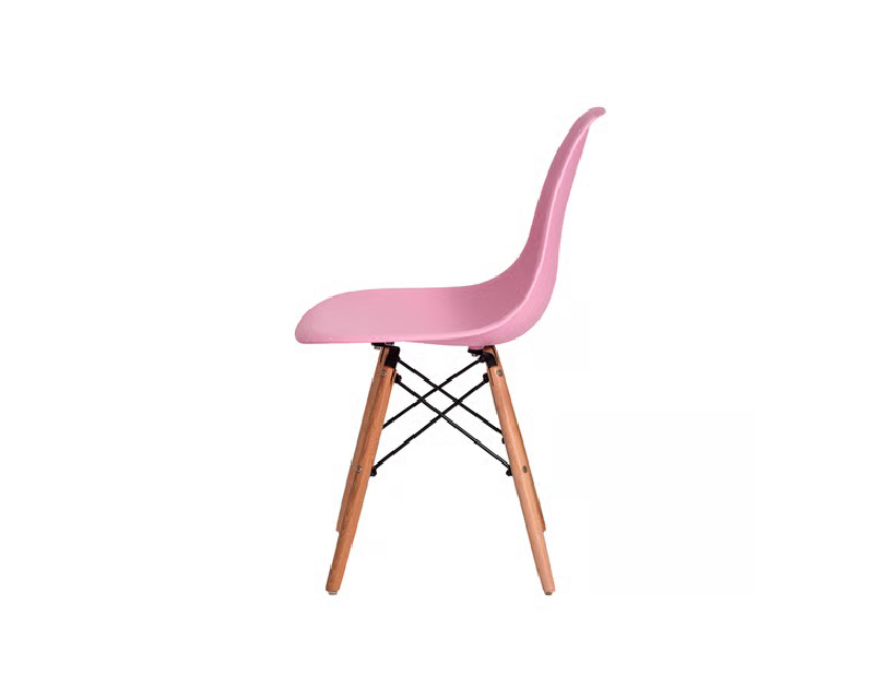 Cadeira Charles Eames Eiffel Cor Rosa Base Madeira Sala Cozinha Jantar - 2