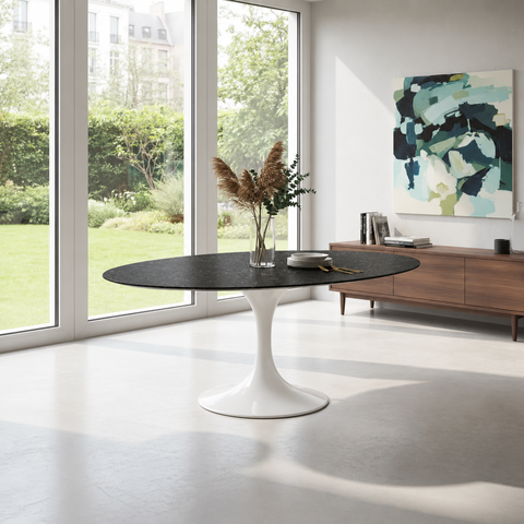 Mesa de Jantar Oval Saarinen 120x80cm em Mármore São Gabriel