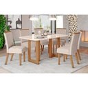 Ver imagem 1 de Conjunto Mesa Sala Jantar Yara com Tampo Madeirado com Vidro Curvo 160x90cm e 6 Cadeiras Malu Nature