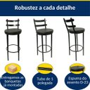 Ver imagem 3 de Kit 2 Banquetas Rafaela - Redonda Altura 65cm para Bar e Cozinha Preta com Assento Confortável Cor P