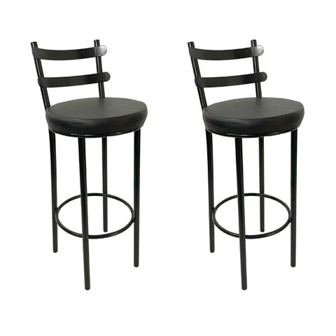 Kit 2 Banquetas Rafaela - Redonda Altura 65cm para Bar e Cozinha Preta com Assento Confortável Cor P