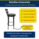 Ver imagem 2 de Kit 2 Banquetas Rafaela - Redonda Altura 65cm para Bar e Cozinha Preta com Assento Confortável Cor P