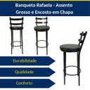 Ver imagem 4 de Kit 2 Banquetas Rafaela - Redonda Altura 65cm para Bar e Cozinha Preta com Assento Confortável Cor P