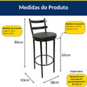 Ver imagem 5 de Kit 2 Banquetas Rafaela - Redonda Altura 65cm para Bar e Cozinha Preta com Assento Confortável Cor P