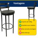 Ver imagem 6 de Kit 2 Banquetas Rafaela - Redonda Altura 65cm para Bar e Cozinha Preta com Assento Confortável Cor P