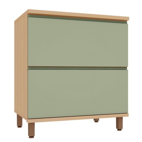 Balcão para Cozinha 100% MDF 80 cm 1 Porta 1 Gaveta Lótus Carvalho/Verde