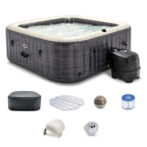 Banheira Spa Inflável Ofurô Intex Purespa Greystone Deluxe 4 Pessoas 795L com Aquecedor e 140 Jatos