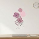 Ver imagem 1 de Adesivo Floral Boho Rosa Estilo Nórdico 35x60 Minimalista Abstrato