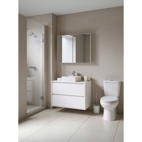Gabinete para Banheiro com Cuba e Armario 80cm Mdf Branco Dubai - On Móveis