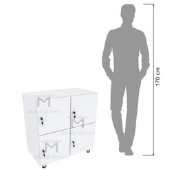 ARMÁRIO ESCANINHO 4 PORTAS CHAVE M238.2021.B ORGANIZADOR MUNDI MOVEIS - 6