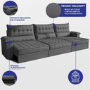 Ver imagem 2 de Sofá Retrátil e Reclinável 3,90m com Molas e Espuma D33 Thunder. Velusoft Cama Inbox Cinza