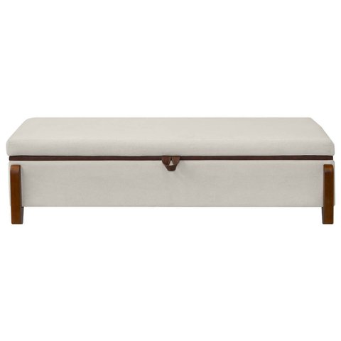 Baú Organizador Puff Bali 195 Cm Bouclé para Quarto e Sala:bege Claro