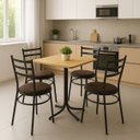 Ver imagem 3 de Conjunto Mesa Preta 70x70cm Tampo Pinus com 4 Cadeiras Epoxi