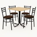 Ver imagem 1 de Conjunto Mesa Preta 70x70cm Tampo Pinus com 4 Cadeiras Epoxi