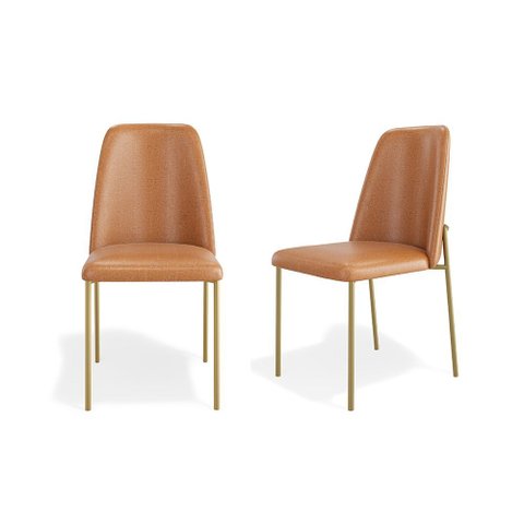 Conjunto 02 Cadeiras Livia Courissimo Whisky Estrutura Dourada - Ssx Multicoisas