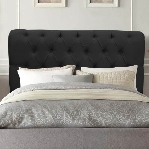 Cabeceira Estofada Cama Box Casal 140cm París Corino Preto- Mabe Magazine