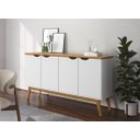 Ver imagem 1 de Buffet / Balcão Pr 1.60m Estilo Retrô 4 Portas Cor Branco / Cinamomo Pt