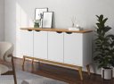 Ver imagem 1 de Buffet / Balcão Pr 1.60m Estilo Retrô 4 Portas Cor Branco / Cinamomo Pt
