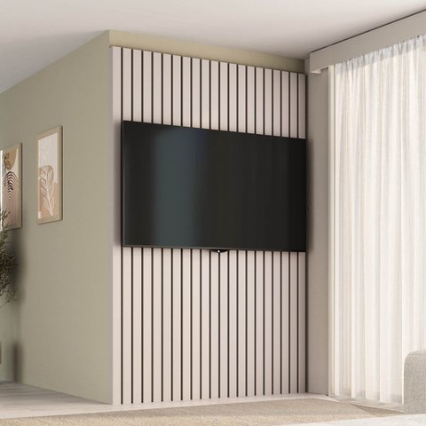 Painel para TV até 48 Polegadas 120x180cm Ripado Aruá CabeCasa MadeiraOriginals Off White