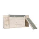 Ver imagem 2 de Cama Alta com Armários, Cômoda e Escorregador Artsy Casatema MadeiraOriginals Natural/Verde
