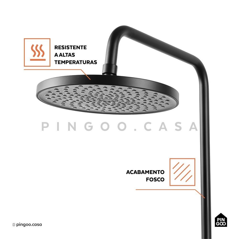 Ducha Chuveiro Modular Piano Redondo Pingoo.casa - Preto - 4