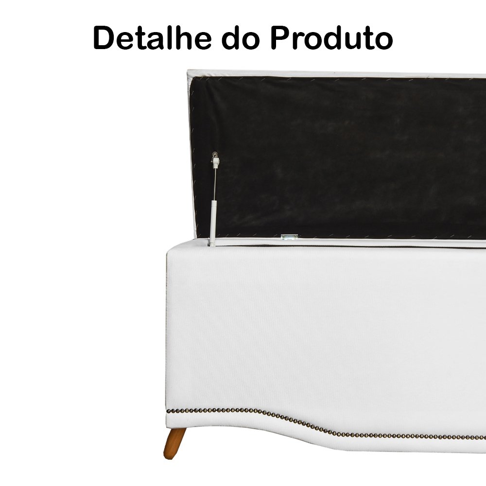 Calçadeira Recamier Baú Solteiro 90cm Greta Suede Branco - DS Estofados - 3