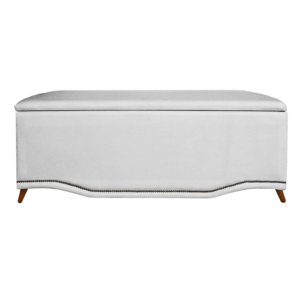 Calçadeira Recamier Baú Solteiro 90cm Greta Suede Branco - DS Estofados - 1