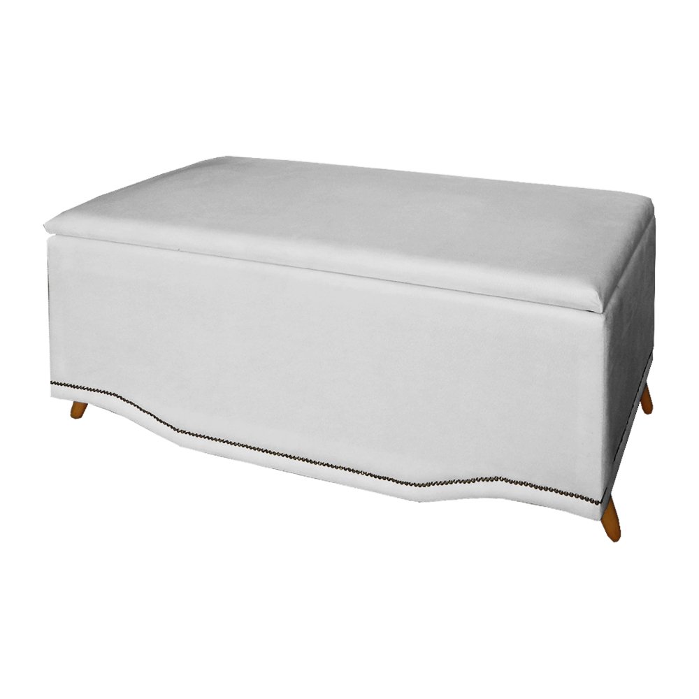 Calçadeira Recamier Baú Solteiro 90cm Greta Suede Branco - DS Estofados - 2