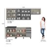 Cozinha Modulada Cerejeira Completa 5 Peças Sem Tampos Cinza - Bela Móveis - 3
