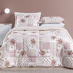 Edredom King 3 peças Dupla face Inverno Quente Bouti Estampado:Rosa Matura - 1