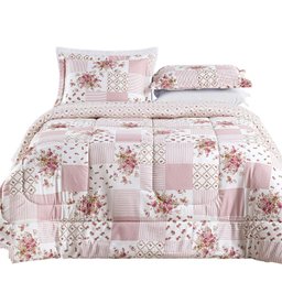 Edredom King 3 peças Dupla face Inverno Quente Bouti Estampado:Rosa Matura - 4