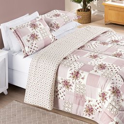 Edredom King 3 peças Dupla face Inverno Quente Bouti Estampado:Rosa Matura - 3